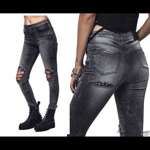 Disturbia Nova Blow out Punk Ripped Jeans